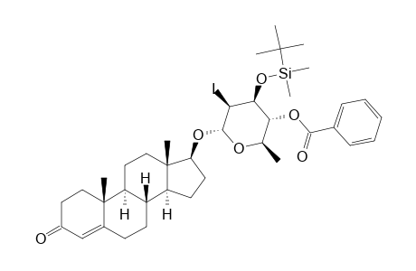 TESTOSTERYL-4-O-BENZOYL-3-O-TERT.-BUTYLDIMETHYLSILYL-2,6-DIDEOXY-2-IODO-ALPHA-D-MANNO-HEXOPYRANOSIDE