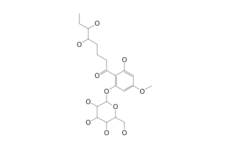 SYZYGIOL_C;1-(2-O-BETA-D-GLUCOPYRANOSYL-5,6-DIHYDROXY-4-METHOXYPHENYL)-OCTAN-1-ONE