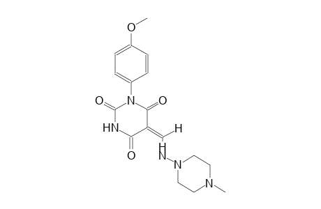 (5E)-1-(4-methoxyphenyl)-5-{[(4-methyl-1-piperazinyl)amino]methylene}-2,4,6(1H,3H,5H)-pyrimidinetrione