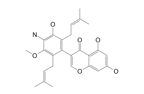 PISCERYTHRAMINE;4'-AMINO-5,7,3'-TRIHYDROXY-5'-METHOXY-2',6'-DI-(3,3-DIMETHYLALLYL)-ISOFLAVONE