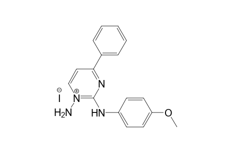 1-Amino-4-phenyl-2-(p-methoxyphenyl)aminopyrimidinium iodide