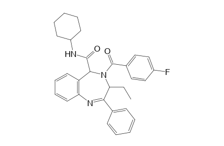 N-Cyclohexyl-3-ethyl-4-(4-fluorobenzoyl)-2-phenyl-4,5-dihydro-3H-1,4-benzodiazepine-5-carboxamide