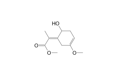 Propanoic acid, 2-(6-hydroxy-3-methoxy-3-cyclohexen-1-ylidene)-, methyl ester, (E)-(.+-.)-