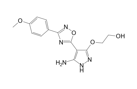 2-Amino-3-[(2'-hydroxyethoxy)-4'-{ 9"-(p-methoxyphenyl)}-7",8",10"-oxadiazol-6"-yl]pyrazole