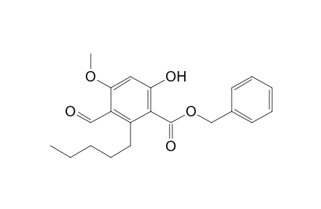 Benzoic acid, 3-formyl-6-hydroxy-4-methoxy-2-pentyl-, phenylmethyl ester