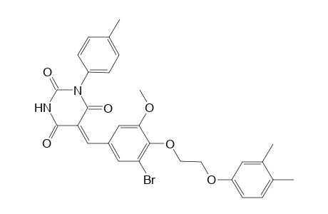 (5Z)-5-[3-bromo-4-[2-(3,4-dimethylphenoxy)ethoxy]-5-methoxy-benzylidene]-1-(p-tolyl)barbituric acid
