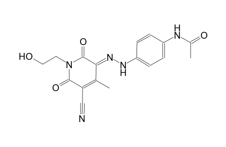N-{4-[(2E)-2-(5-cyano-1-(2-hydroxyethyl)-4-methyl-2,6-dioxo-1,6-dihydro-3(2H)-pyridinylidene)hydrazino]phenyl}acetamide
