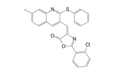 5(4H)-oxazolone, 2-(2-chlorophenyl)-4-[[7-methyl-2-(phenylthio)-3-quinolinyl]methylene]-, (4E)-