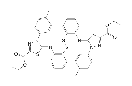 ethyl (5Z)-5-{[2-({2-[((2Z)-5-(ethoxycarbonyl)-3-(4-methylphenyl)-1,3,4-thiadiazol-2(3H)-ylidene)amino]phenyl}disulfanyl)phenyl]imino}-4-(4-methylphenyl)-4,5-dihydro-1,3,4-thiadiazole-2-carboxylate