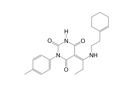 (5E)-5-(1-{[2-(1-cyclohexen-1-yl)ethyl]amino}propylidene)-1-(4-methylphenyl)-2,4,6(1H,3H,5H)-pyrimidinetrione