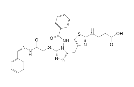 3-{N-[4-(4-(Benzoylamino)-5-[(2-oxo-2-2-[(Z)-1-phenylmethylidene]hydrazinoethyl)sulfanyl]-4H-1,2,4-triazol-3-ylmethyl)-1,3-thiazol-2-yl]amino}propanoic acid