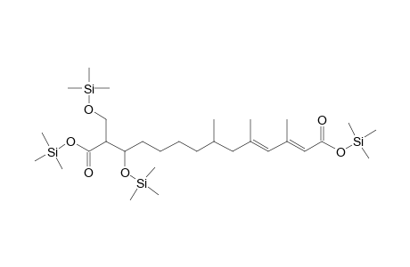 (2E,4E)-12-Hydroxy-13-(hydroxymethyl)-3,5,7-trimethyltetradeca-2,4-dienedioic acid, 4tms derivative