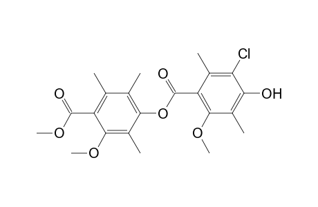 Benzoic acid, 3-chloro-4-hydroxy-6-methoxy-2,5-dimethyl-, 3-methoxy-4-(methoxycarbonyl)-2,5,6-trimethylphenyl ester