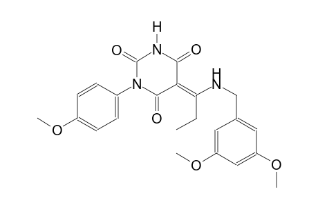 (5E)-5-{1-[(3,5-dimethoxybenzyl)amino]propylidene}-1-(4-methoxyphenyl)-2,4,6(1H,3H,5H)-pyrimidinetrione