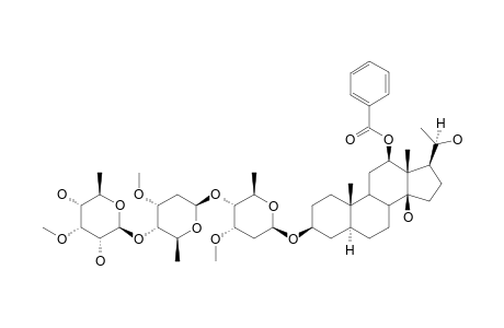 BOUCEROSIDE_ANC;12-O-BENZOYL_DIHYDROBOUCERIN_3-O-6-DEOXY-3-O-METHYL-BETA-D-ALLOPYRANOSYL-(1->4)-BETA-D-CYMAROPYRANOSYL-(1->4)-BETA-D-CYMAROPYRANOSI