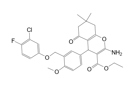 ethyl 2-amino-4-{3-[(3-chloro-4-fluorophenoxy)methyl]-4-methoxyphenyl}-7,7-dimethyl-5-oxo-5,6,7,8-tetrahydro-4H-chromene-3-carboxylate