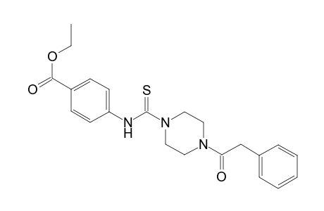 Benzoic acid, 4-[[[4-(2-phenylacetyl)-1-piperazinyl]carbonothioyl]amino]-, ethyl ester