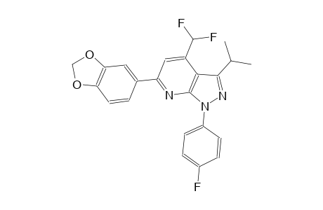 1H-pyrazolo[3,4-b]pyridine, 6-(1,3-benzodioxol-5-yl)-4-(difluoromethyl)-1-(4-fluorophenyl)-3-(1-methylethyl)-