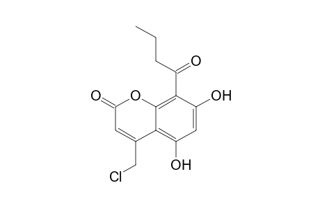 2H-1-Benzopyran-2-one, 4-(chloromethyl)-5,7-dihydroxy-8-(1-oxobutyl)-