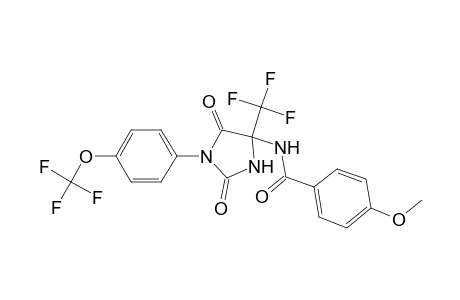 N-[2,5-bis(oxidanylidene)-4-(trifluoromethyl)-1-[4-(trifluoromethyloxy)phenyl]imidazolidin-4-yl]-4-methoxy-benzamide