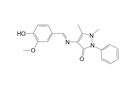 Pyrazol-3(2H)-one, 4-(4-hydroxy-3-methoxybenzylidenamino)-1,5-dimethyl-2-phenyl-