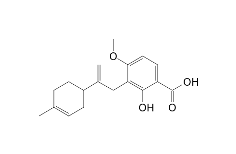 4-Methoxy-3-[2'-(1"-methylcyclohexen-4"-yl)propen-3'-yl]-2-hydroxybenzoic acid