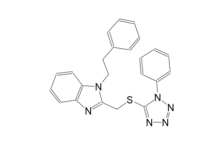 1-(2-Phenylethyl)-2-([(1-phenyl-1H-tetraazol-5-yl)sulfanyl]methyl)-1H-benzimidazole