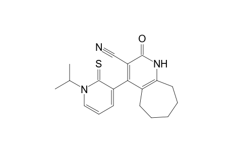 2-oxidanylidene-4-(1-propan-2-yl-2-sulfanylidene-pyridin-3-yl)-1,5,6,7,8,9-hexahydrocyclohepta[b]pyridine-3-carbonitrile