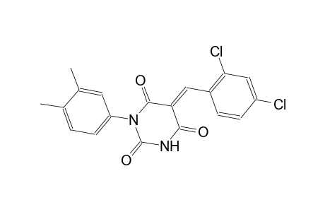 (5E)-5-(2,4-dichlorobenzylidene)-1-(3,4-dimethylphenyl)-2,4,6(1H,3H,5H)-pyrimidinetrione