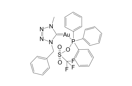 (1-Benzyl-4-methyl-4,5-dihydro-1H-(1,2,3,4)-tetrazol-5-ylidene -[(triphenylphosphine)gold]- Triflate