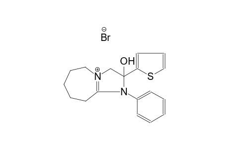 2-hydroxy-1-phenyl-2-(2-thienyl)-1H,2H,3H,5H,6H,7H,8H,9H-imidazo[1,2-a]azepin-4-ium bromide
