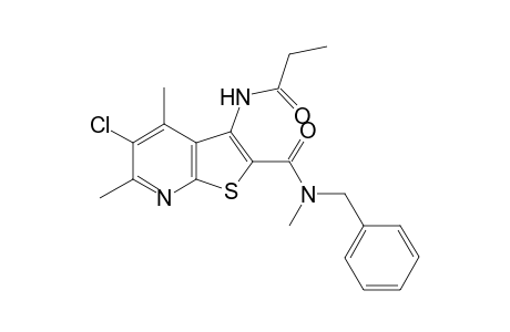 Thieno[2,3-b]pyridine-2-carboxamide, 5-chloro-N,4,6-trimethyl-3-[(1-oxopropyl)amino]-N-(phenylmethyl)-