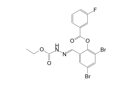 ethyl (2E)-2-{3,5-dibromo-2-[(3-fluorobenzoyl)oxy]benzylidene}hydrazinecarboxylate