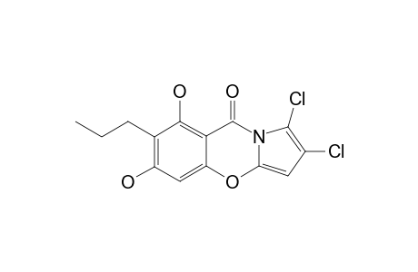 1,2-DICHLORO-6,8-DIHYDROXY-7-PROPYL-9H-PYRROLO-[2,1-B]-[1,3]-BENZOXACIN-9-ONE