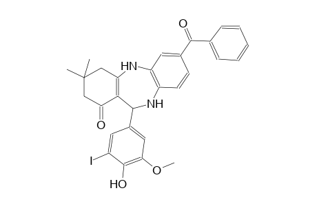 1H-dibenzo[b,e][1,4]diazepin-1-one, 7-benzoyl-2,3,4,5,10,11-hexahydro-11-(4-hydroxy-3-iodo-5-methoxyphenyl)-3,3-dimethyl-
