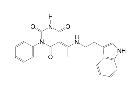 (5E)-5-(1-{[2-(1H-indol-3-yl)ethyl]amino}ethylidene)-1-phenyl-2,4,6(1H,3H,5H)-pyrimidinetrione