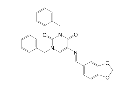 (E)-5-((benzo[d][1,3]dioxol-5-ylmethylene)amino)-1,3-dibenzylpyrimidine-2,4(1H,3H)-dione