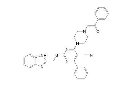 2-((1H-Benzo[d]imidazol-2-yl)methylthio)-6-phenyl-4-(4-(2-oxo-2-phenylethyl)piperazin-1-yl)pyrimidine-5-carbonitrile