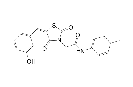 2-[(5E)-5-(3-hydroxybenzylidene)-2,4-dioxo-1,3-thiazolidin-3-yl]-N-(4-methylphenyl)acetamide
