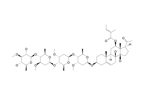 12-O-TYGLOYLISOLINEOLON-3-O-BETA-D-THEVETOPYRANOSYL-(1->4)-BETA-D-OLEANDROPYRANOSYL-(1->4)-BETA-D-CYMAROPYRANOSYL-(1->4)-BETA-D-CYMAROPYRAN