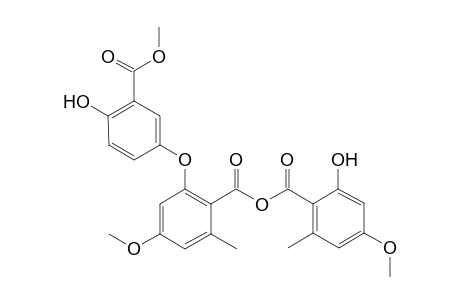 Benzoic acid, 2-[4-hydroxy-3-(methoxycarbonyl)phenoxy]-4-methoxy-6-methyl-, anhydride with 2-hydroxy-4-methoxy-6-methylbenzoic acid