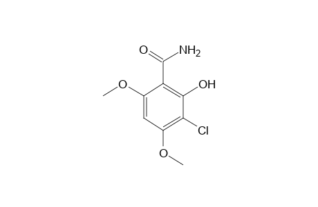 3-CHLORO-4,6-DIMETHOXYSALICYLAMIDE