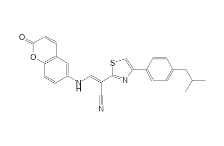 (2E)-2-[4-(4-isobutylphenyl)-1,3-thiazol-2-yl]-3-[(2-oxo-2H-chromen-6-yl)amino]-2-propenenitrile