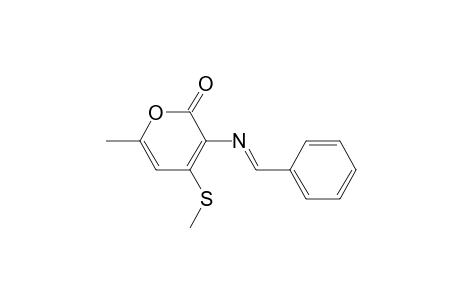 2H-Pyran-2-one, 6-methyl-4-(methylthio)-3-[(phenylmethylene)amino]-