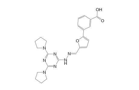3-[5-((E)-{[4,6-di(1-pyrrolidinyl)-1,3,5-triazin-2-yl]hydrazono}methyl)-2-furyl]benzoic acid