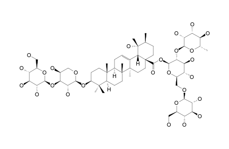 #4;ILEXOSIDE-XII;3-BETA-O-BETA-D-GLUCOPYRANOSYL-(1->3)-ALPHA-L-ARABINOPYRANOSYL-(30S)-19-ALPHA-HYDROXY-URS-12-EN-28-OIC-ACID-28-O-[ALPHA-L-RHAMNOPYRANOSYL-(1->