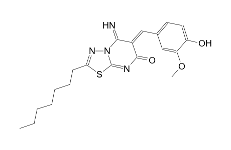 7H-[1,3,4]thiadiazolo[3,2-a]pyrimidin-7-one, 2-heptyl-5,6-dihydro-6-[(4-hydroxy-3-methoxyphenyl)methylene]-5-imino-, (6Z)-