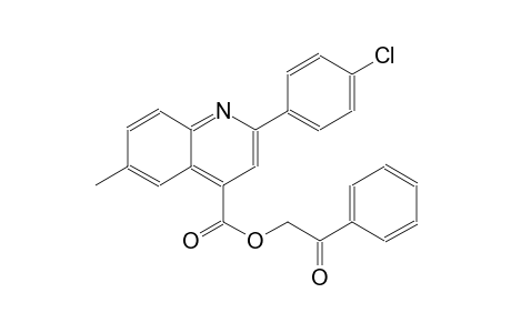 4-quinolinecarboxylic acid, 2-(4-chlorophenyl)-6-methyl-, 2-oxo-2-phenylethyl ester