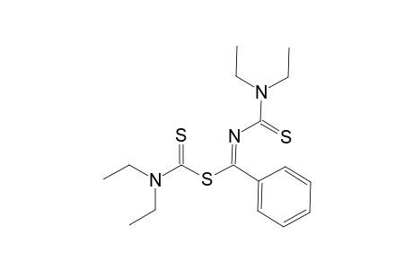 (E)-N-(diethylthiocarbamoyl)benzenecarboximidothioic acid diethylthiocarbamoyl ester