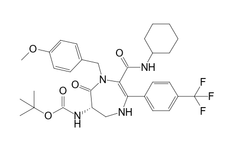 N-Cyclohexyl 4-(4-Methoxybenzyl)-2-(4-trifluoromethylphenyl)-5-oxo-(S)-6-(tert-butoxycarbonylamino)-4,5,6,7-tetrahydro-1H-1,4-diazepine-3-carboxamide